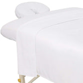 ForPro Premium Microfiber flat sheet on a massage table offering soft comfort and easy care.
