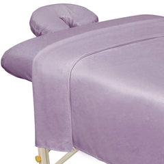 ForPro Premium Microfiber massage flat sheet in lavender offers ultra-light warmth and smooth coverage.