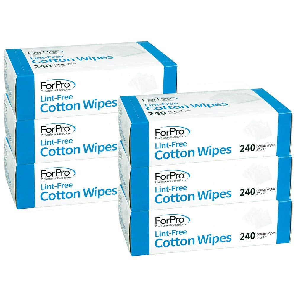 ForPro Professional Collection lint-free cotton wipes folded 2x2 inches, gentle for precise cosmetic use