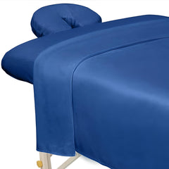 ForPro Professional Collection Ocean Blue massage flat sheet close-up feels ultra-soft and lightweight.