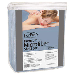 ForPro massage fitted sheet in Wisteria highlights secure all-around elastic for snug fit
