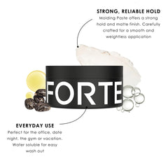 Forte Series weightless hair paste enables effortless styling with added volume.