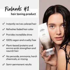 Four Reasons Color Mask Coffee on dark hair shows deeper cool coffee shade