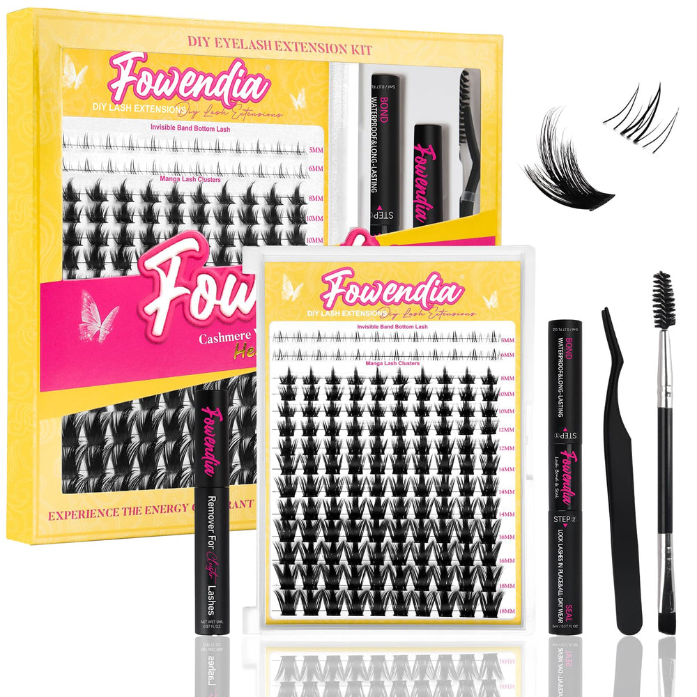 Fowendia lash clusters kit California sunset 8-18mm for natural, day-to-night eye enhancement.