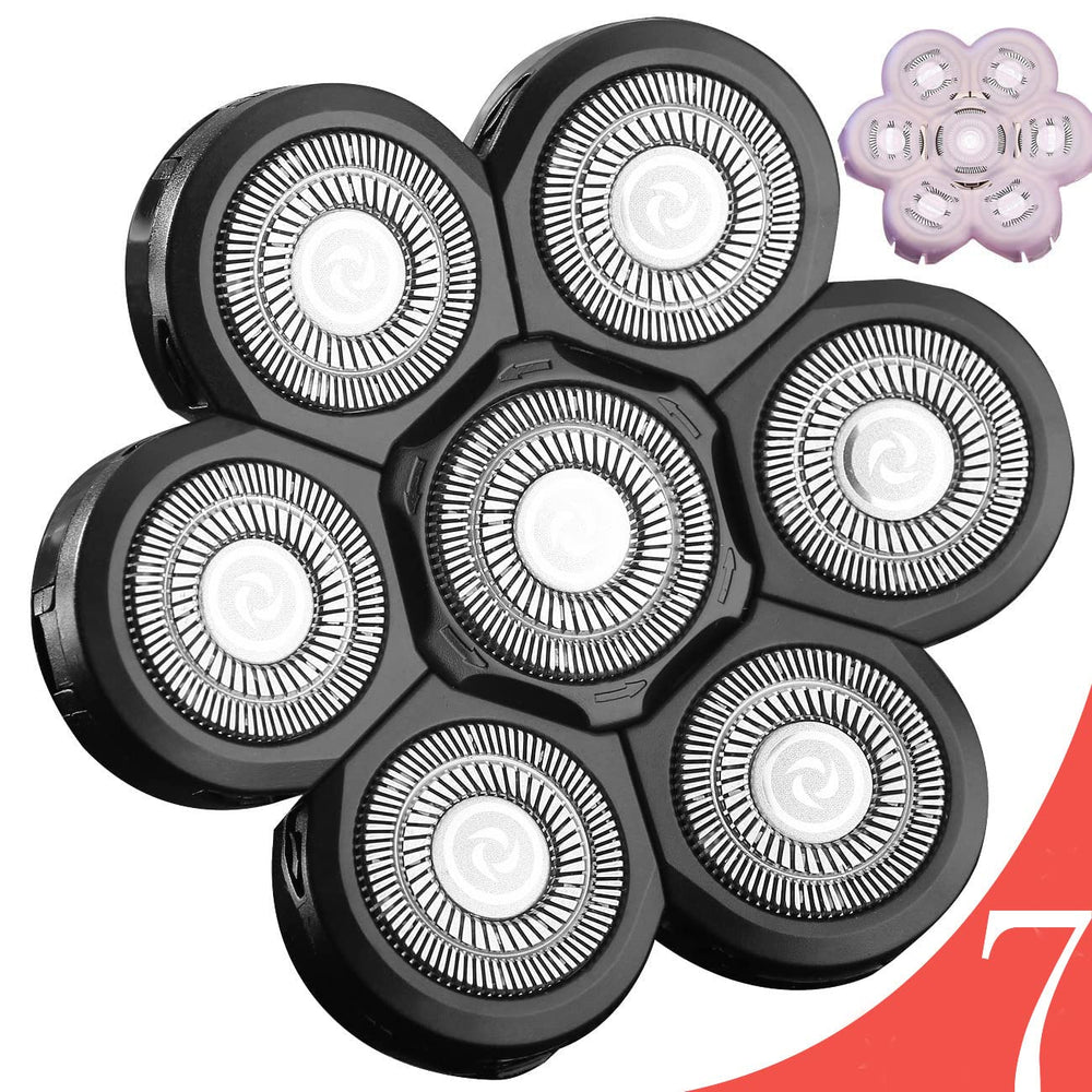 FOXSONIC 7-heads set packaging shows replacement heads for quick grooming upgrades