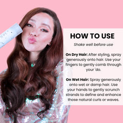 FoxyBae Hair Spray nozzle in action demonstrates easy application.