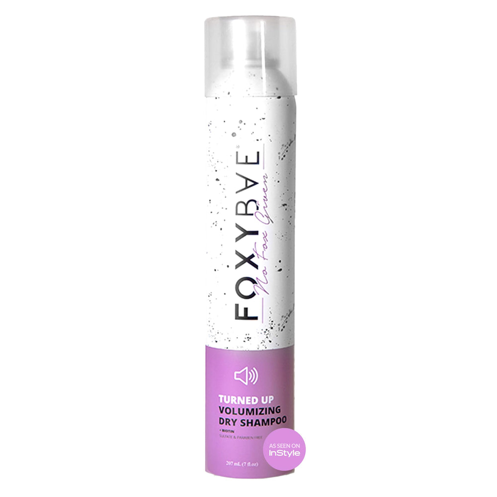 FoxyBae Turned Up dry shampoo spray bottle for quick refresh and volume.