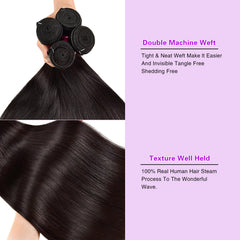 fphko virgin Brazilian straight hair bundles close-up showing thickness and shine