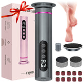 FQOIUD Electric Feet Callus Remover front view shows sleek aluminum body for a comfortable grip.