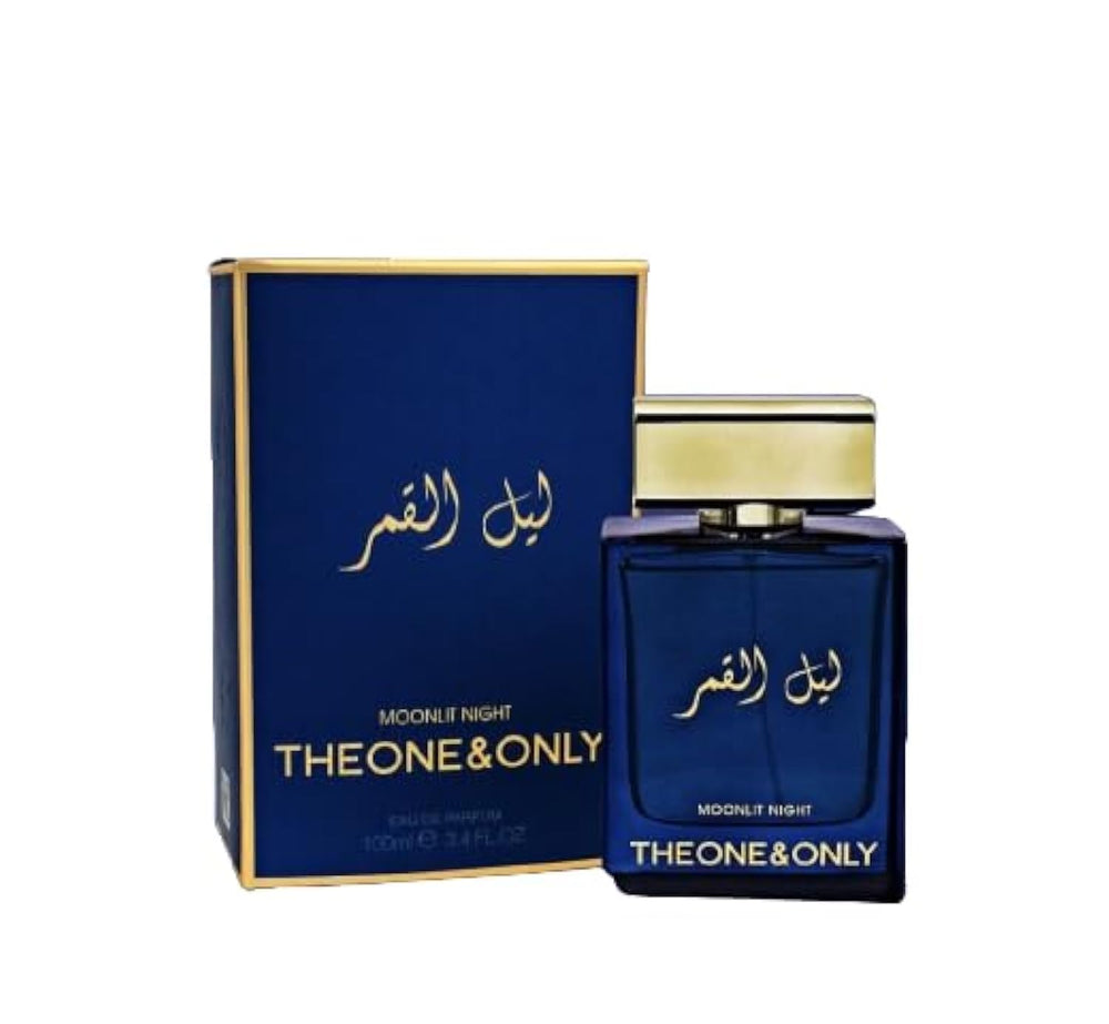Fragrance World Moonlit Night bottle front, versatile unisex fragrance for everyday wear.