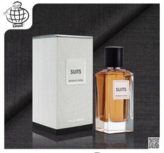 Fragrance World Suits bottle on a shelf with sleek modern design