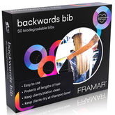 FRAMAR backwards bib disposable cape ready for precise haircuts and minimal mess.