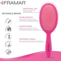 FRAMAR Detangling Brush kids-brushing promotes tear-free mornings.
