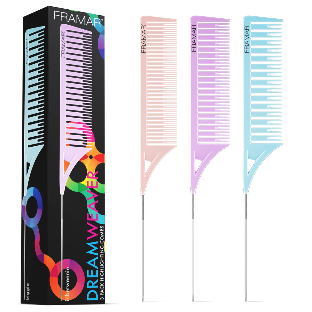 FRAMAR Dreamweaver pastel highlight comb set 1 demonstrates fast sectioning for precise highlights.