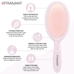 FRAMAR iridescent hair brush holographic surface adds luxury during daily detangling.