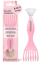 FRAMAR premium hair brush cleaner tool with wide comb for quick knot removal.
