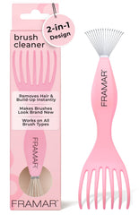 FRAMAR premium hair brush cleaner tool with wide comb for quick knot removal.