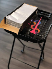 FRAMAR self-dispensing box shown open for easy foil access.