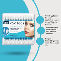 Fran Wilson Eye Tees double-sided swabs ready for precise makeup application and cleanup.