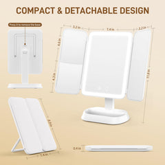 FRANO vanity mirror side 3x magnification for precise brow and eyeliner detailing.