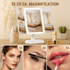 FRANO vanity mirror side 5x magnification for ultra-precise skincare and grooming.