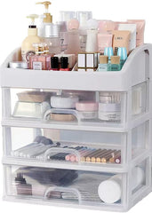 Freebirdly makeup organizer with arc top compartments keeps bottles neatly organized.