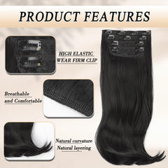 FREEMEIGE clip-in 18inch two-clips pieces add length and natural texture.