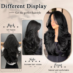 FREEMEIGE clip-in 20inch piece with three clips creates a layered, fuller look.