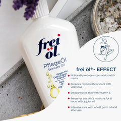 frei-oel body oil after shower moisturizes dry skin and leaves it supple