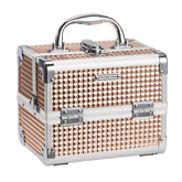 FRENESSA makeup case rose-gold front view shows portable travel-ready design