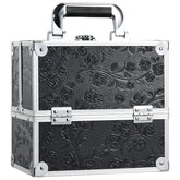 FRENESSA makeup train case closed in black floral, organized travel-ready.