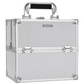 FRENESSA makeup train case exterior bright silver for portable organization on the go