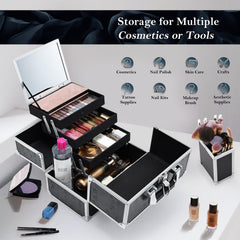 Frenessa makeup train case open trays showing organized storage for longer palettes