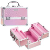 FRENESSA Mermaid Pink makeup train case front view, compact travel companion for tidy cosmetics
