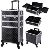 FRENESSA rolling makeup case front view demonstrates professional-grade construction for easy access