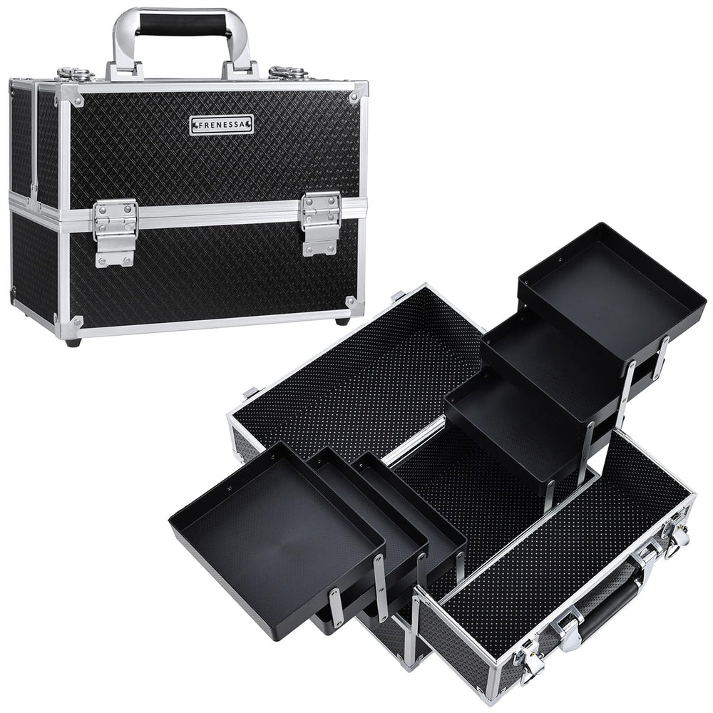 FRENESSA makeup train case front view for on-the-go cosmetics storage.