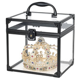 FRENESSA portable makeup case clear crown box front view for easy travel and quick access.