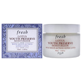 Fresh Lotus Youth Preserve Moisturizer jar shows lightweight antioxidant hydration smoothing fine lines.