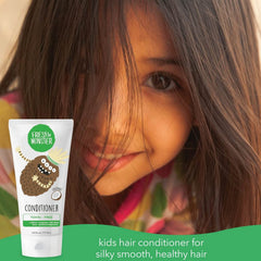 Fresh Monster conditioner label closeup highlights natural ingredients and cruelty-free formula