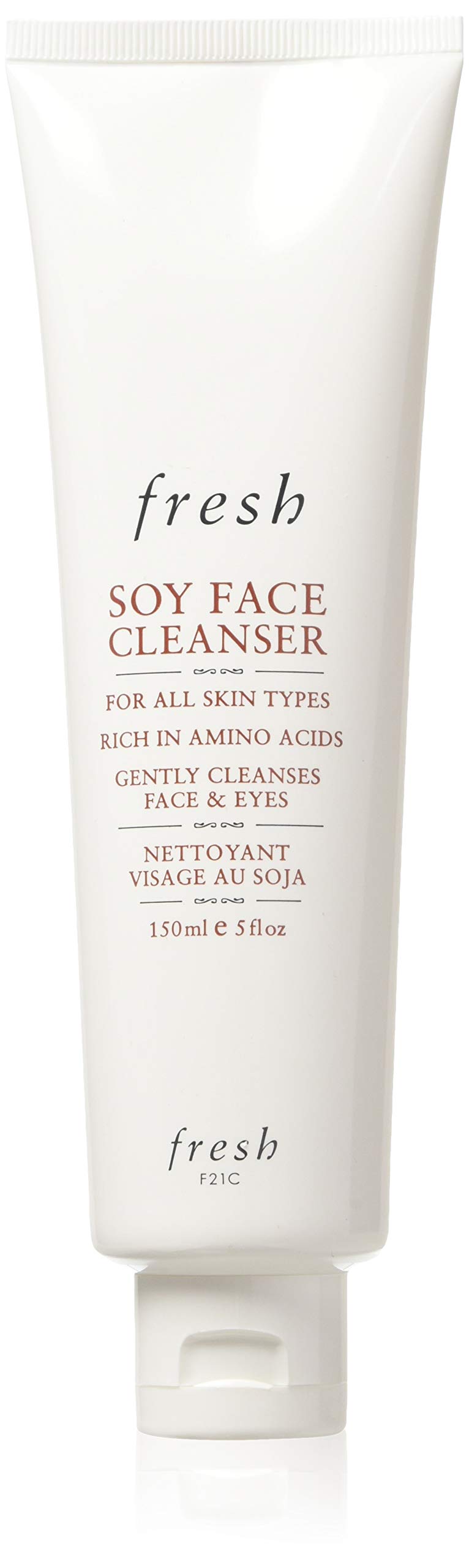 Fresh Soy Face Cleanser bottle close-up, showcasing gentle cleansing for all skin types.