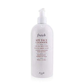 Fresh Soy Face Cleanser bottle on bathroom counter for gentle daily cleansing.