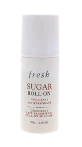 Fresh Sugar Roll-On Deodorant bottle demonstrates unisex formula for all-day freshness.