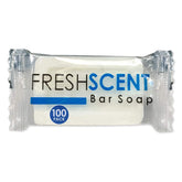 Freshscent bar soap 0.5oz wrapped emphasizes bulk hospitality convenience for hotel rooms.
