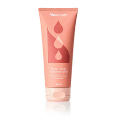 Frida Mom pregnancy belly cream bottle pump for in-shower hydration of dry, stretched skin.