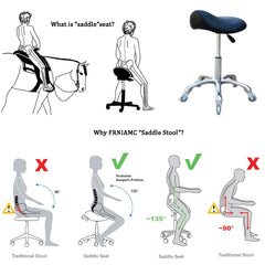 FRNIAMC saddle-stool 5-star base provides stability on different floors.