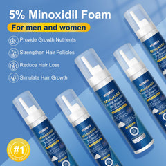 Frnoip foam application on scalp demonstrates easy, precise dosing for thinning areas.