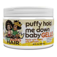 FroBabies Hair Puffy Hold Me Down Gelle defines curls with gentle hold.
