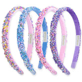 FROG SAC 4 thin headbands pink sequin close-up shows iridescent sparkle for all-day wear.