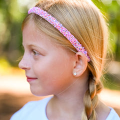 FROG SAC 4 thin headbands purple sequin close-up demonstrates secure velvet lining for comfy grip.