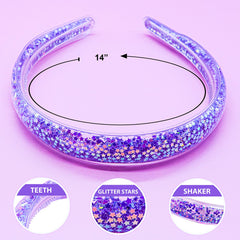 FROG SAC 4 Headbands rainbow glitter stars adds sparkle for fun events.